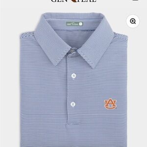 Gen Teal Men’s Auburn Polo Size M Navy and White Pinstripe